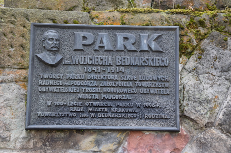 Tablica w Parku Bednarskiego